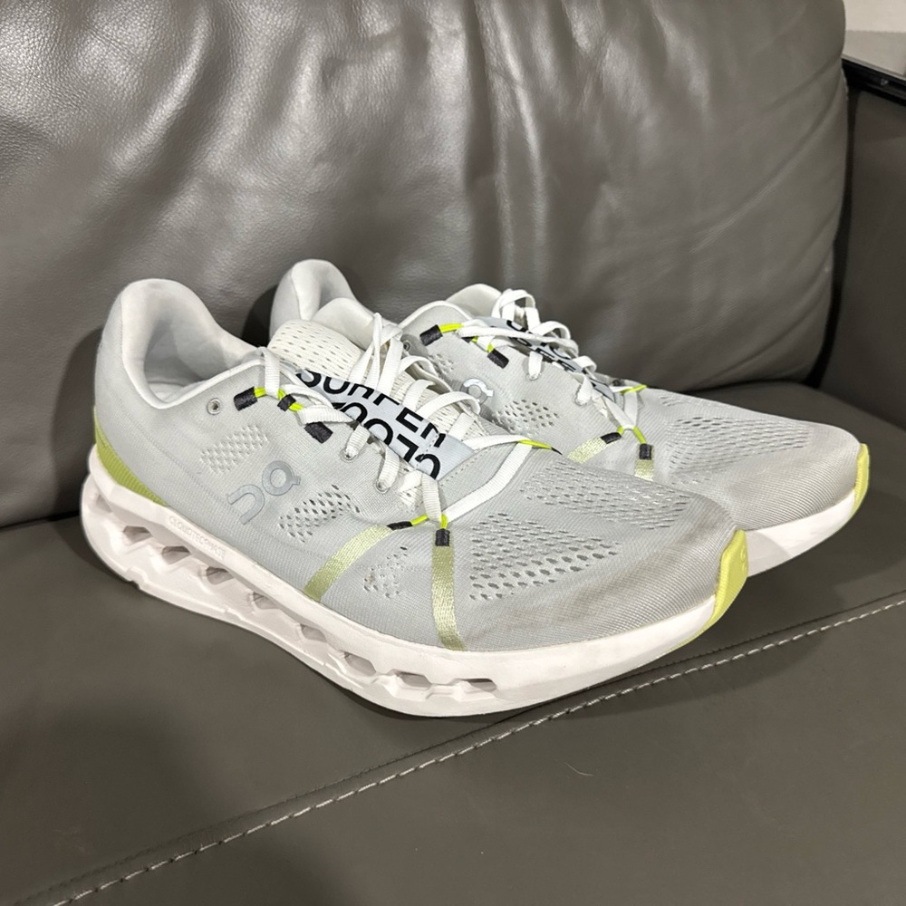 On Running Cloudsurfer White Womens Sneakers with Gray Tag